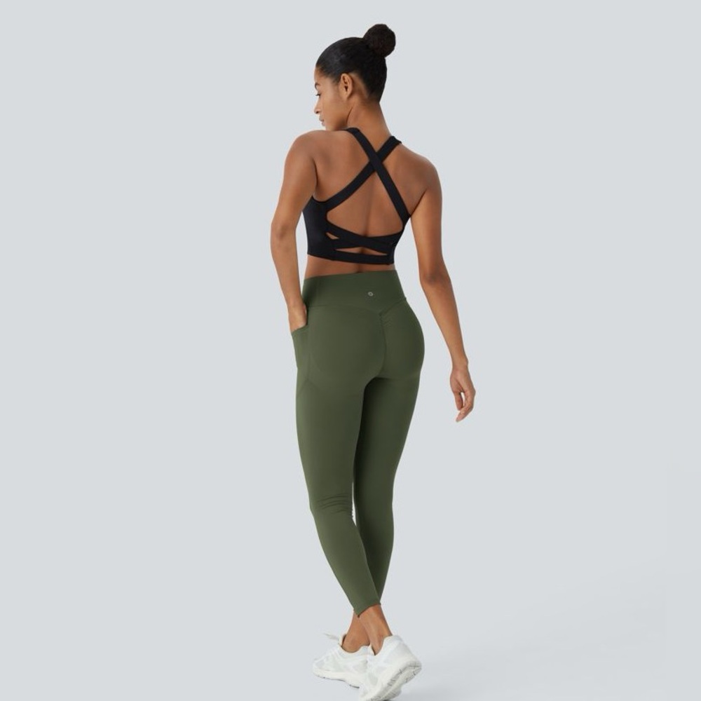 HALARA Full Length Green SoCinched High Waisted Scrunch Butt Lifting Leggings - Picture 6 of 15